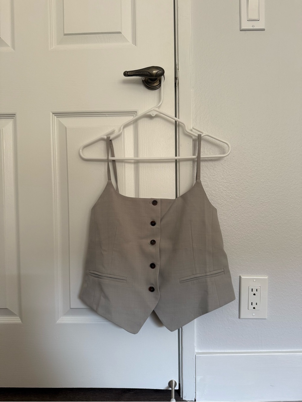 Pixie Market Beige Button-Front Vest Top